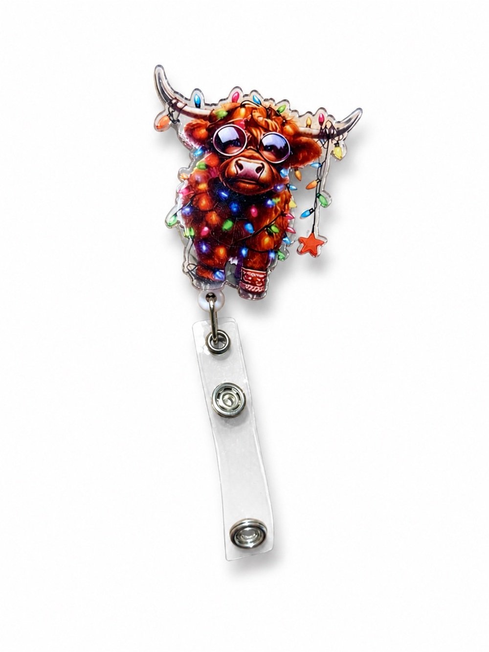 Festive Christmas Highland Cow Badge Reel